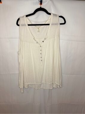 We The Free Cream Henley Scoop Neck Tank